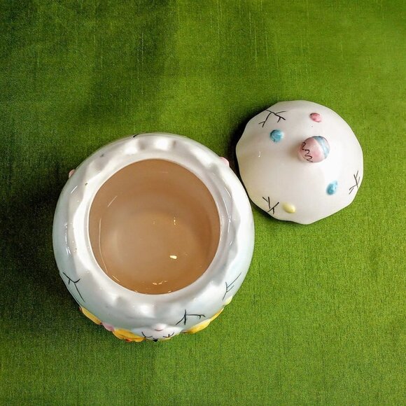 Spring Chicks Pastel Ceramic Egg Jar with Lid - Picture 3 of 5
